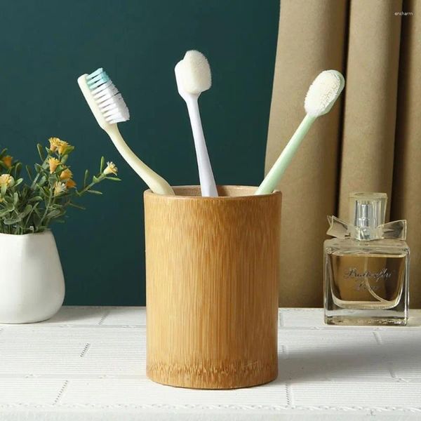 Ensemble d'accessoires de bain, séchage de la Circulation de l'air avec Drainage, tasse de rangement de maquillage et dentifrice en bois, pour la maison, porte-brosse à dents