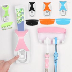 Ensemble d'accessoires de bain lavage anti-poussière salle de bain organisateur support porte-brosse à dents support étagère dentifrice presse-agrumes distributeur automatique