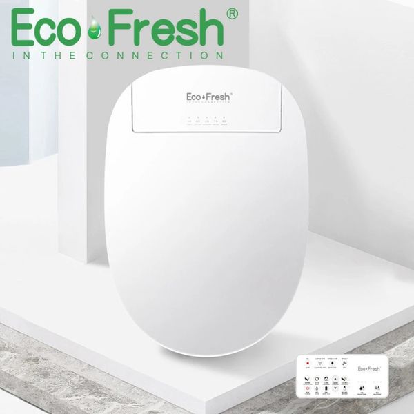 Ensemble d'accessoires de bain Ecofresh siège de toilette Intelligent couverture de Bidet électrique siège de toilette chauffant Intelligent lumière LED Wc couvercle intelligent 231202