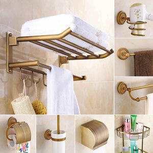 Juego de accesorios de baño, toallero antiguo de estilo europeo, almacenamiento de bronce, juegos de accesorios de baño, soporte de papel higiénico, decoración de cocina