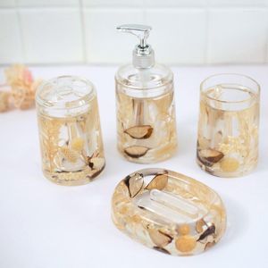 Badaccessoire set European Style Badkameraccessoires Clear Glass Lotion Bottle Soap Dish Mondwash Cup Tandborstelhouder