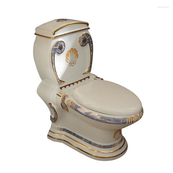 Ensemble d'accessoires de bain, toilettes dorées de Style européen, en céramique gaufrée peinte de Style chinois, luxe léger, haut de gamme