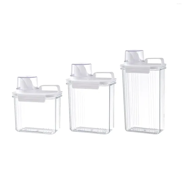 Set di accessori per il bagno, dispenser per ammorbidente, scatola ermetica, contenitore trasparente per detersivo per bucato, per cucina, bagno, casa