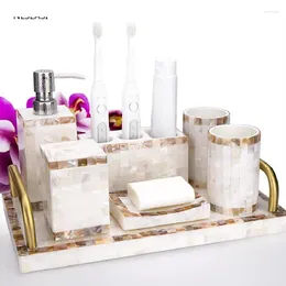 Badaccessoire set vijfdelige Noordse schaal serie hars badkamer accessoires zeep dispenser tandenborstel houder gorgelen cupgerechten