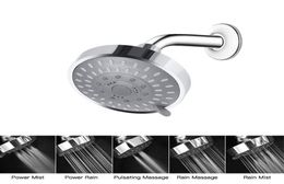 Accesorio de baño Conjunto de cinco configuraciones Highpressure Boosting Water Shower Heads con juntas de bola giratoria de metal ajustable proporciona Excect5923622