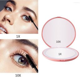 Ensemble d'accessoires de bain Pliage Grossissement LED 10 Miroir Maquillage Lentille Détails Temps Produits de salle de bain