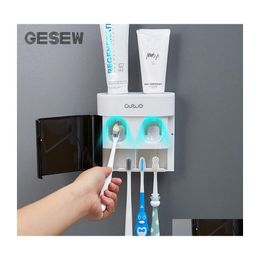 Bath Accessoire Set Gesew Matic Totaste Squeezer Mtifunction Dispenser Magnetische tandenborstelhouder Toilet Toilet Badkameraccessoires Drop D DH32L