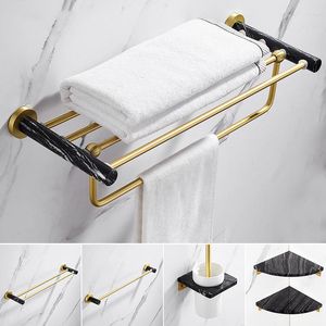Ensemble d'accessoires de bain or aluminium marbre accessoires de salle de bain porte-serviettes/bar papier/porte-brosse de toilette étagère d'angle matériel de luxe