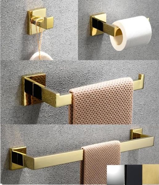 Conjunto de accesorios de baño Gold Hardware Bathing Hardwer Toall Barra de riel Barra anillo Accesorios de papel de papel de seda decoración2242377