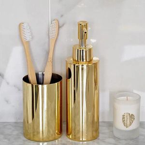 Bath accessoire Set Golden en acier inoxydable en acier liquide Dispensateur Brosse à dents outils de lavage de dentifrice