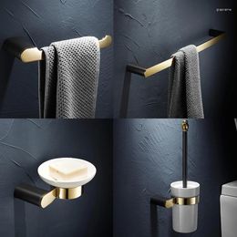 Ensemble d'accessoires de bain, ensembles de quincaillerie, porte-gobelets en or noir, porte-brosse de toilette européen, barre à serviettes, crochet en tissu en papier, WF-25000