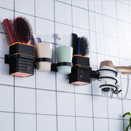 Conjunto de accesorios de baño Soporte de pasta de dientes de cepillo de dientes negro de alta calidad con secador de pelo Copa Peine Almacenamiento para accesorios de baño1