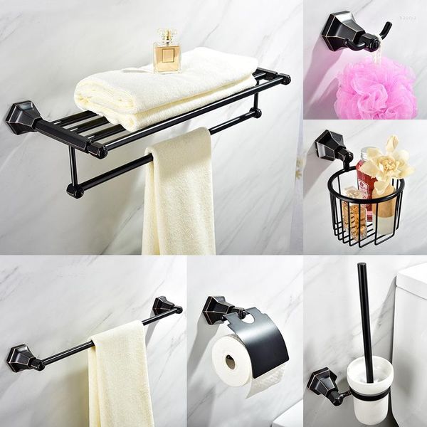 Ensemble d'accessoires de bain en laiton de haute qualité Bronze huilé salle de bain porte-papier hygiénique crochet de Robe porte-serviettes barre brosse panier