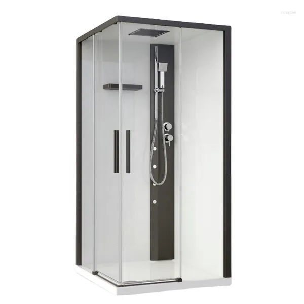 Ensemble d'accessoires de bain de haute qualité en verre transparent de luxe à double porte coulissante Salles de douche Salle de cabine
