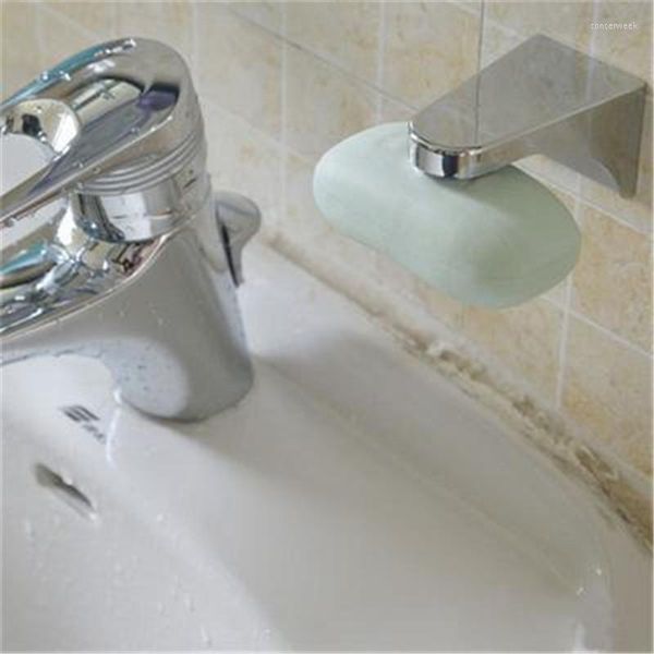 Ensemble d'accessoires de bain maison salle de bain porte-savon magnétique conteneur distributeur fixation murale adhérence plats couleur argent