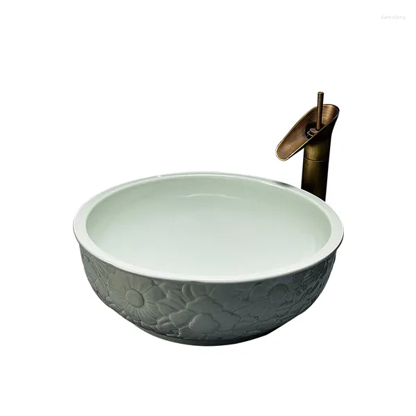 Ensemble d'accessoires de bain jingdezhen tasse de tournesol table bassin céramique art lavage salle de bain accessoires de maison vintage