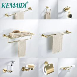 Badaccessoireset KEMAIDI Goud geborsteld badkamerbeslagset Toiletborstelpapierhouder Handdoekhouder Rek Keukenorganizer Badkameraccessoires 231007