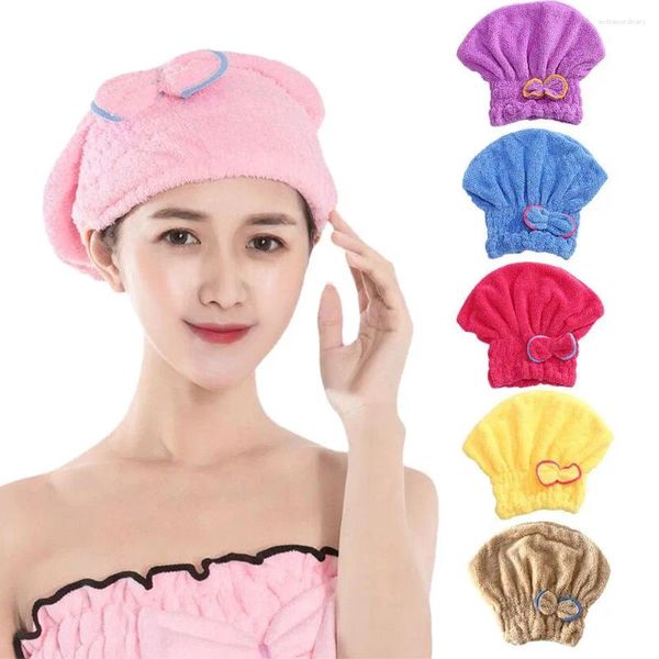 Ensemble d'accessoires de bain Dernières serviettes à cheveux secs en microfibre Mignon Femmes et enfant Chatque Absorption Absorption Turban Séchage des serviettes Douche après A2B8