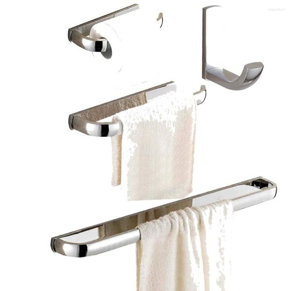 Leyden – ensemble d'accessoires de bain, 4 pièces, barre à serviettes en laiton chromé et argent, porte-papier toilette, anneau crochet pour Robe, vêtements, accessoires de salle de bains