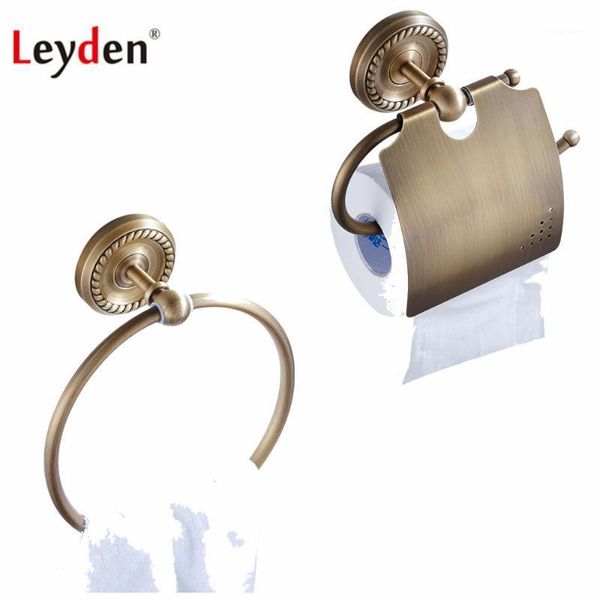 Juego de accesorios de baño Leyden latón antiguo 2 uds accesorios de baño anillo de toalla y soporte de papel higiénico herrajes para rollos