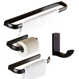 Juego de accesorios para baño, accesorios de baño de latón Leyden, acabado negro, 4 Uds. De 4 paquetes, incluye toallero, anillo, soporte para papel higiénico, gancho