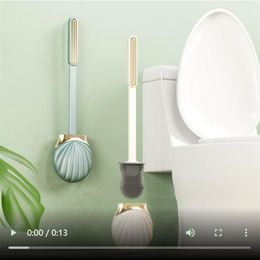 Badaccessoire set lange handgreep siliconen platte toiletborstel met schaalvorm houder dode hoek reiniging ponslid badkamer accessoires sets