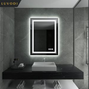 Bath Accessory Set LUVODI Dual Lights Crystal Clear LED Bathroom Mirror FlickingFree Defog Waterproof Makeup 230701