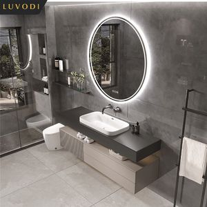LUVODI Intelligent Illuminate Big Round Mirror for Bathroom, Touch Screen Dimmable Antifog LED Light