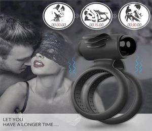 Ensemble d'accessoires de bain Malevibrating Cock Ring Couple partage de batterie de jeu vibrante Modèle 6087066