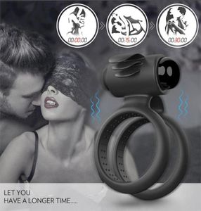 Ensemble d'accessoires de bain Malevibrating Cock Ring Couple partage de batterie de jeu vibrante Modèle8446321