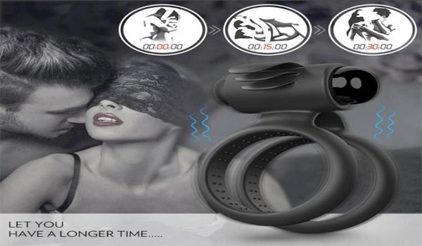 Ensemble d'accessoires de bain Malevibrating Cock Ring Couple partage de batterie de jeu vibrant Modèle 5236158