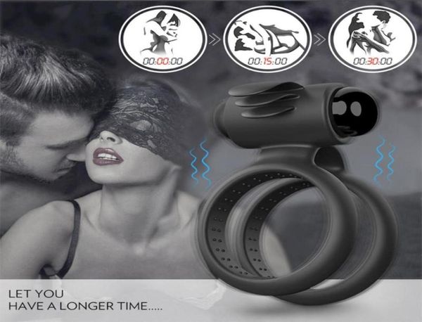 Ensemble d'accessoires de bain Malevibrating Cock Ring Couple partage de batterie de jeu vibrante Modèle 5717679