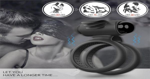 Ensemble d'accessoires de bain Malevibrating Cock Ring Couple partage de batterie de jeu vibrant Modèle 6281447