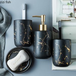 Badaccessoire set matte goud keramiek badkamer accessoires soap dispenser mondbeker tandenborstel houder tuimelaar afwassen decoreren