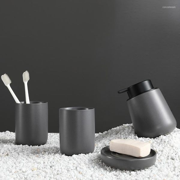 Ensemble d'accessoires de bain accessoires de salle de bain modernes 4 pièces/ensemble distributeur de savon en céramique brosse à dents tasse organisateur de vaisselle