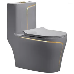 Bath Accessory Set Modern El Salle de bain Toilet gris en c￩ramique autonome avec garniture dor￩e One Piece