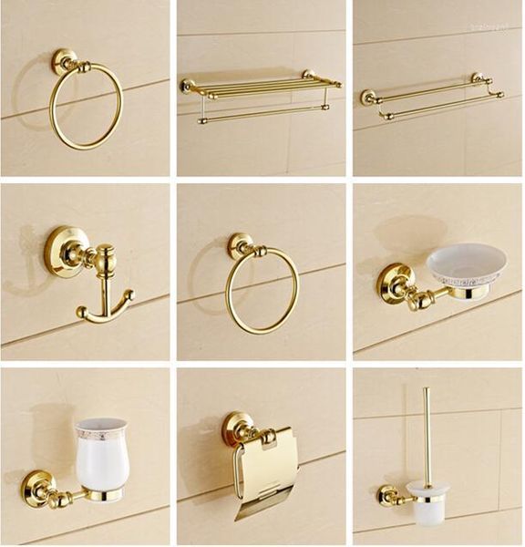 Ensemble d'accessoires de bain Quincaillerie sanitaire moderne Finition dorée Accessoires de salle de bain Produits Porte-serviettes Anneau de barre
