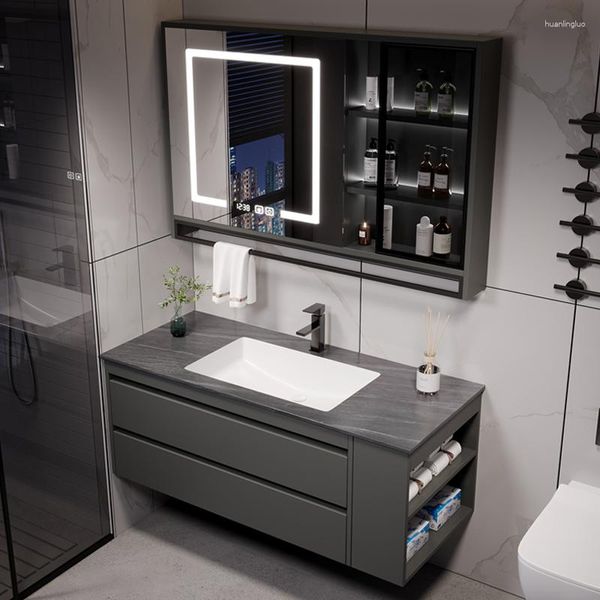 Ensemble d'accessoires de bain, moderne, Simple, lavabo intégré sans couture, armoire de salle de bain, lavabo combiné