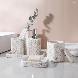 Juego de accesorios para baño, dispensador de jabón de piedra Natural, suministros de accesorios para el baño, taza para gárgaras, plato, cepillo de dientes, decoración del hogar, boda