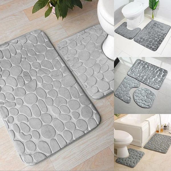 Ensemble d'accessoires de bain sans glissement 50 x 80 cm tapis et 40 toilettes de salle de bain 2 pièces douces avec motif pavé