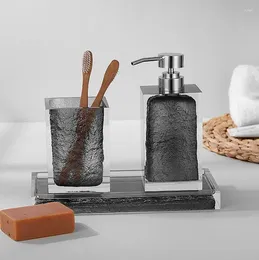 Ensemble d'accessoires de bain nordique haut de gamme, distributeur de savon liquide en résine, plateau de tasse à dents, outils de lavage de salle de bains, fournitures de toilette