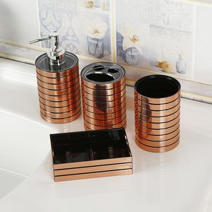 Ensemble d'accessoires de bain de 4 accessoires de salle de bain en plastique porte-brosse à dents distributeur de dentifrice étui boîte à savon toilette douche rangement 230628