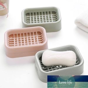 Ensemble d'accessoires de bain en plastique double couche de salle de bain porte-savon porte-boîte conteneur savon1