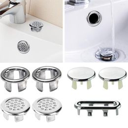 Ensemble d'accessoires de bain en plastique lavabo anneau de trop-plein pour cuisine salle de bain adapté à tous les types d'éviers plaqué argent Double