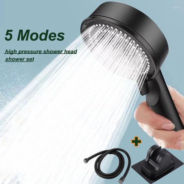 Ensemble d'accessoires de bain Pommeau de douche portable 5 modes d'économie d'eau Tube de tuyau haute pression multifonctionnel complet moderne pour salle de bain