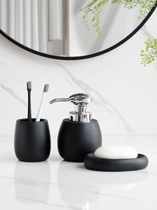 Ensemble d'accessoires de bain Premium Noir Accessoires de salle de bain Distributeur de savon Brosse à dents Tasse et vaisselle Kits en résine 230628