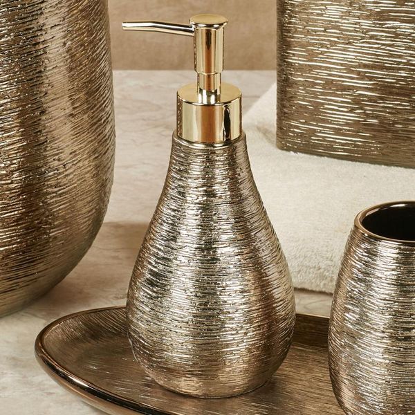 Ensemble d'accessoires de bain Princess Sisi Champagne Gold Satin Ceramic Kit de lavage de salle de bain peut être acheté séparément.