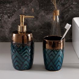 Badaccessoire set retro keramische badkamerkit zeep dispenser mondwater cup tandenborstel houder wassen home accessoires lotion fles