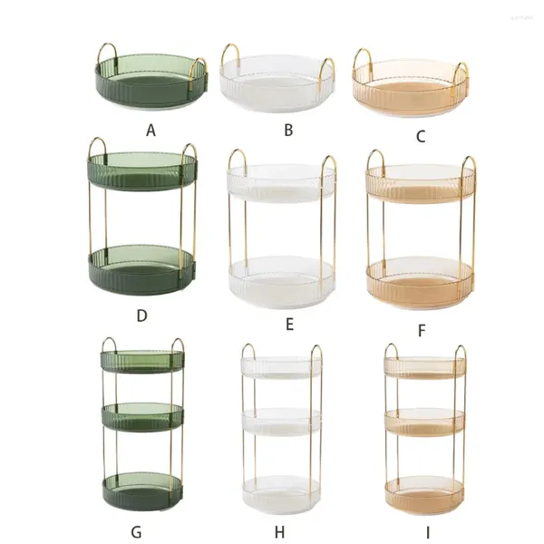 Ensemble d'accessoires de bain Rack de rangement de maquillage rotatif - clôture très élevée pour une coiffeuse sécurisée Easy Access