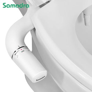 Badaccessoireset SAMODRA Bidetopzetstuk Ultraslanke toiletbril Dubbel mondstuk Verstelbare waterdruk Niet-elektrische kontsproeier 231115
